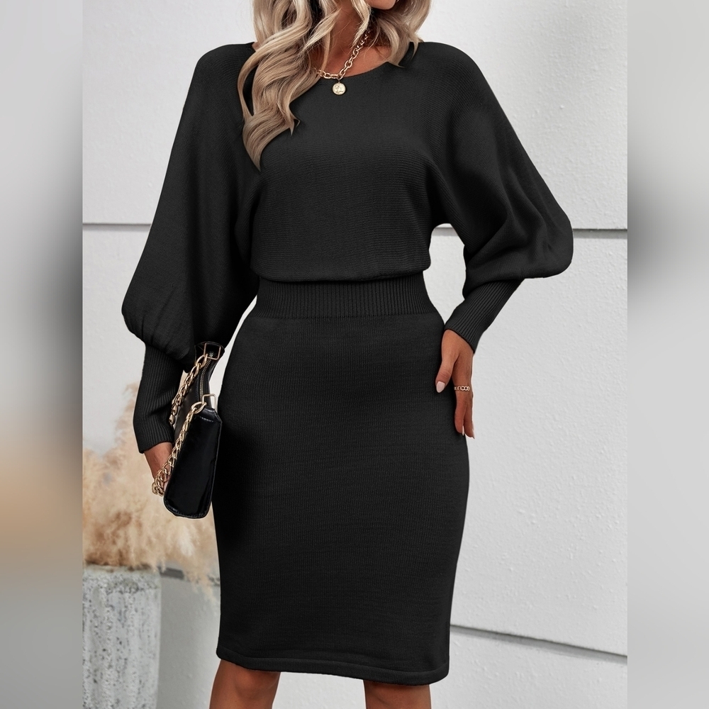 Batwing Sleeve Sweater Dress - Picture 6 of 6